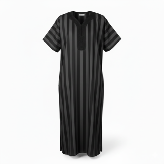 Dialabé de luxe bicolore noir et gris foncé, vue de face et de dos, vêtement traditionnel sénégalais pour homme, collection 2026.
