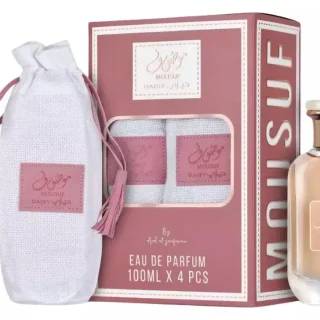 Flacon élégant du parfum Mousuf Daisy 100ml avec son packaging distinctif en toile, disponible chez KoldaExpo Sénégal.