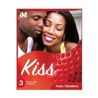 Lot de 4 boîtes de 3 préservatifs Kiss Fraise Kolda perlés pour le commerce à Kolda.