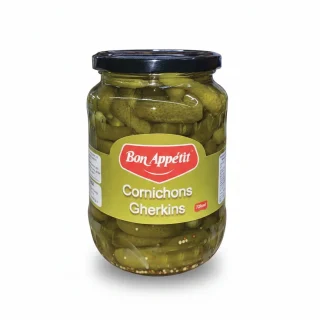 Bocal de cornichons Gherkins Bon Appétit 720ml sur fond blanc pour vente en ligne Kolda.